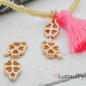 3x mini pendant clover leaf 10 mm rose gold leaf pendant boho pendant image 2