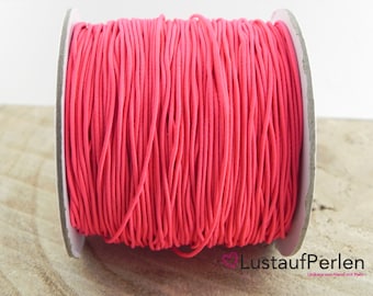 5m Elastikband 0,8mm (0,25 Eur/m) neon pink, Gummiband, Gummikordel, Schmuckband, Gummi Schnur