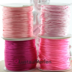 5m (0,32EUR/m) Satinband 1 mm Farbauswahl, Nylon Schnur, Satin Kordel, Schmuckkordel, Seidenkordel