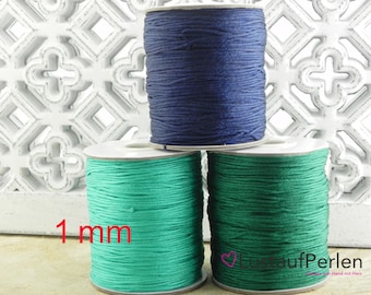 5 m (0,24EUR/m) Makramee Band 1 mm Farbauswahl, Garn blau grün Makramee garn, Schmuckband, Kordel