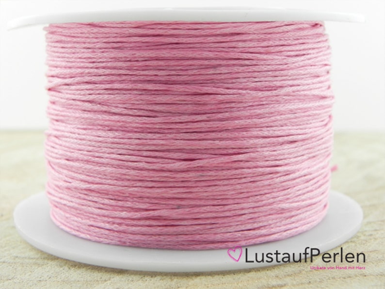 5 m 0,24 EUR/m Baumwollkordel gewachst 1 mm Farbauswahl rosa peach Rosa