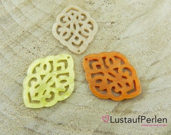 1x pendant resin baroque, boho pendant, amulet, yellow, beige orange