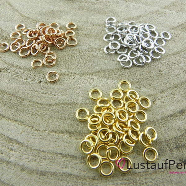 15x  offene Binderinge, Metallringe, Jump Ring 5x1 mm verschiedene Farben