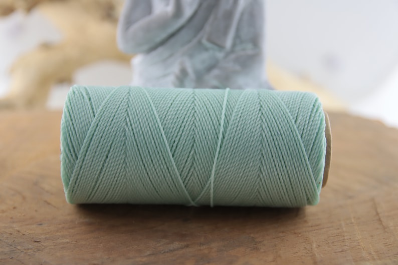 5 m 0.22 EUR/meter waxed macrame yarn 1 mm Linhasita© color selection polyester yarn waxed green tones, macrame cord, decorative ribbon 230 - mint