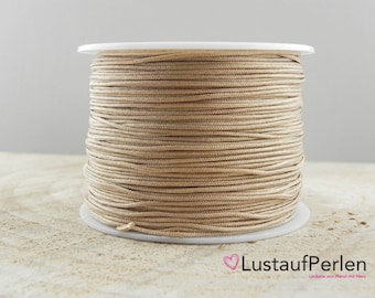 5 m (0,24EUR/m) Makramee Band 1 mm dunkelbeige, Makramee garn, Schmuckband, Kordel Nylon