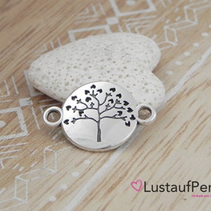 1x jewelry connector tree of life 23 x 15 mm silver-colored, bracelet connector, tree symbol