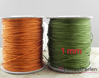 5 m (0,24EUR/m) Makramee Band 1 mm, Farbwahl olivgrün, kupfer,  Makramee garn, Schmuckband, Kordel