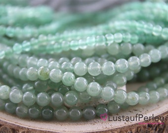 Natürliche helle  Aventurin Perlen 4/6 mm Strang, Edelsteinperlen grün, Perlen für Mala, lange Kette Perlen