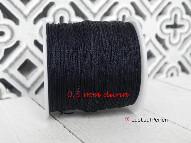 5 m 0,22EUR/m Makramee Band 0,5 mm Farbauswahl Makramee garn, Makramee Kordel, Schmuckband Schwarz