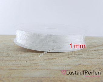 1 Rolle Gummiband 1mm 10 m ca., (0,16 EUR/m) Elastik Cord transparent