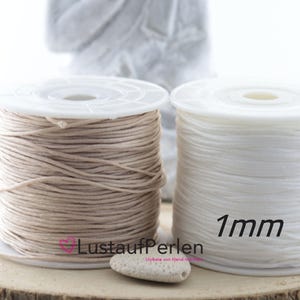 5 m (0,24EUR/m)  Makramee Band 1 mm weiß beige, Makramee garn, Schmuckband, Kordel für Makramee