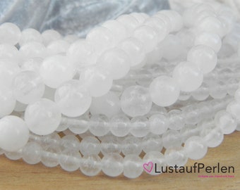 Opalit Perlen 8 mm milchweiß Strang, glasperlen 8 mm weiß, Perlen für Schmuckherstellung