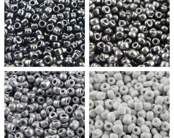 15gr. (80 EUR/Kg.)  Glasperlen Rocaille 3 mm Perlen silber schwarz grau  Farbauswahl, Glasperlen, bunte perlen, Armbandperlen