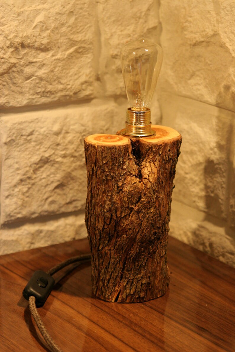 Lampe Baumstamm Fliederholz Holzlampe Vintage Design Birke Etsy