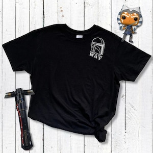 Mandalorian Helmet “this is the way” inspired t-shirt embroidery - grey/black