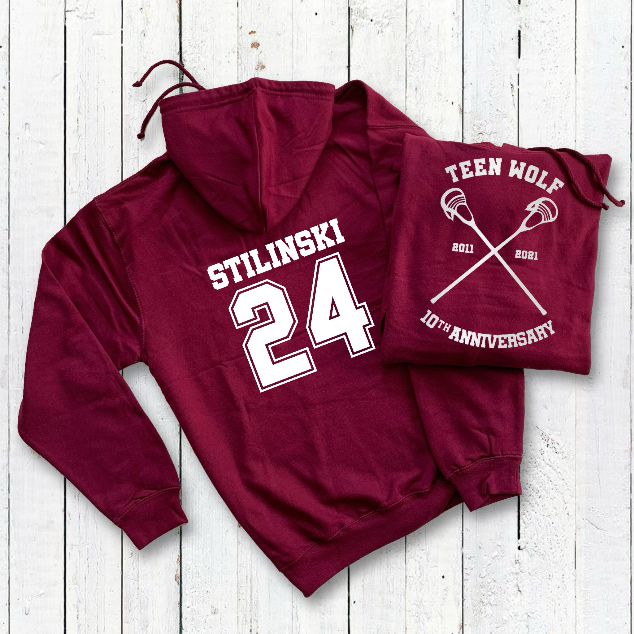  The Creating Studio Adult Retro Stilinski 24 Beacon Hills  Lacrosse 2-Sided Hoodie : Clothing, Shoes & Jewelry