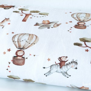 Jersey Fabric Children's Little Safari Animals on White | Cotton jersey children's fabric from 0.5 m (17.90 EUR/meter)