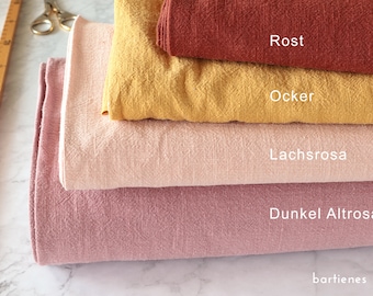 Linen fabric stonewashed plain color selection | Linen fabric sold by the meter stonewashed various colors from 0.5 m (16.90 EUR/meter)