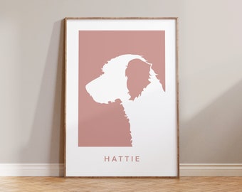 Labradoodle Portrait, Custom Name, Dog Print,  Pet Art,  Valentines Gift, Gift for Her, Gift for Him