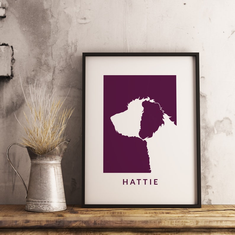Dog Print Silhouette Labradoodle #2 Portrait Custom Name Pet Accessories Pet Art Christmas Gift