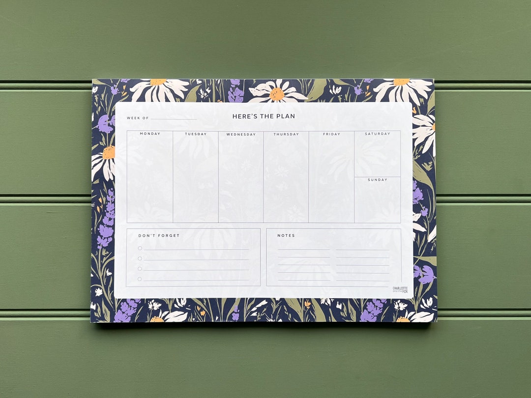 A4 Floral Weekly Planner Notepad Botanical Lined Notepad - Etsy