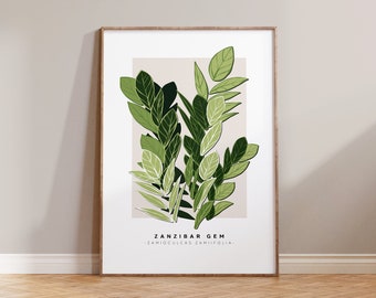 ZZ Plant Print / Indoor Plant Lover, Plant Dad, Houseplant Art Gift, Zz, Houseplant Mum, Plant Daddy, Minimal Botanical Art, Plant Mum