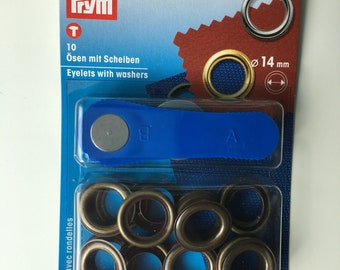 Prym Ösen mit Scheiben 14mm altmessing