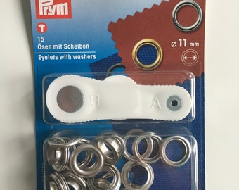 Prym Ösen mit Scheiben 11mm silber