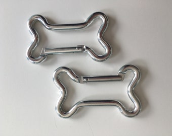 10 Stück Aluminium Karabinerhaken Knochen 63mm Silbern Bone Karabiner Silber