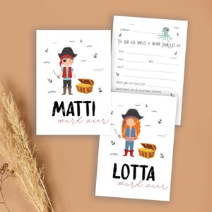 Einladungen Kindergeburtstag, Geburtstagseinladungen, Pirat, Piratin, Piratenparty,