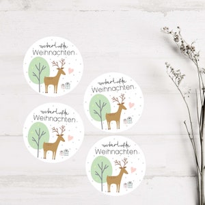 Sticker Weihnachten, Aufkleber, Weihnachten, Sticker für Geschenke, Geschenkesticker, Weihnachtssticker, Reh