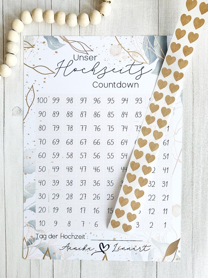 Hochzeit Countdown mit Stickern personalisierbar Hochzeit Etsy