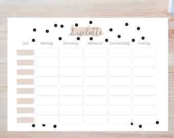 Wochenplan, Stundenplan, personalisiert, Stundenplan mit Name, Einschulungsgeschenk, Einschulung, Geschenk zur Einschulung, Schulanfang
