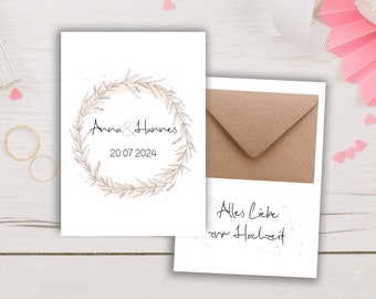 personalisierte Hochzeitskarte, Karte zur Hochzeit, personalisierbare Hochzeitskarte