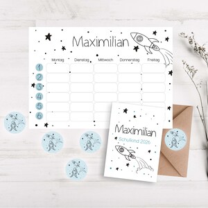Stundenplan Rakete 6Fächer/Zahlen, personalisiert, Stundenplan mit Name, Einschulungsgeschenk, Einschulung, Geschenk zur Einschulung, Schule