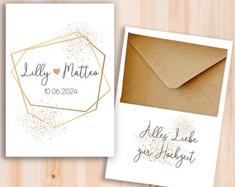 personalisierte Hochzeitskarte, Karte zur Hochzeit, personalisierbare Hochzeitskarte,