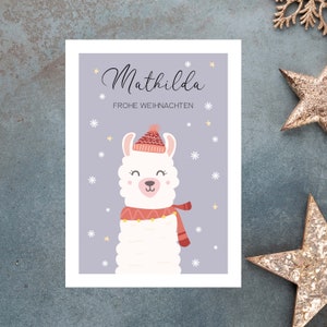 personalisierte Weihnachtskarte, Lamakarte, Karte zu Weihnachten, Grußkarte Weihnachten, individualisierbare Postkarte, Namenskarte