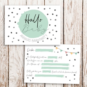 Einladungen Babyparty, Baby Party, baby shower, babyshower, Einladungskarten, punkte, hallo baby, personalisiert
