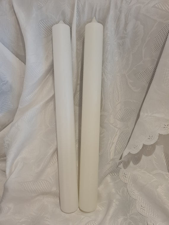Candelabro Metallico Per Comunione E Battesimo - 4 Cm, Bianco, Base Antigraffio 8,2 Cm - Elegante Portacandele Per Cerimonie