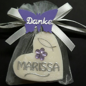 Guest gift soap heart communion baptism confirmation giveaway guest gift flower soap fairy fish white organza bag