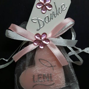 Jabón de regalo para invitados jabón de leche de oveja corazón rosa gracias comunión, confirmación, bautismo,