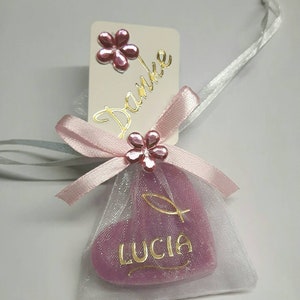 Regalo para invitados jabón corazón oro rosa viejo gracias en color individual comunión, confirmación, bautismo,