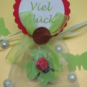 Guest gift wedding baptism communion soap clover green red colorful soap fairy luck farewell colleagues desired text individual