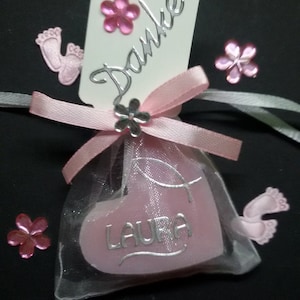 Regalo de invitado confirmación de comunión confirmación de bautismo corazón jabón rosa regalo de corazón jabón de confirmación de plata tienda de hadas colorido individual