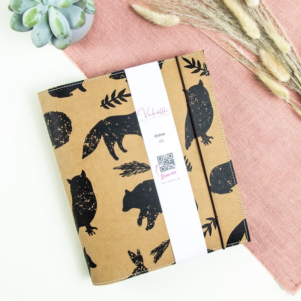 Folder, A5, personal, 6-fold ring binder system, forest animals, SnapPap