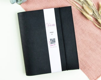 Folder, A5, A6, 2-fold ring binder, black SnapPap
