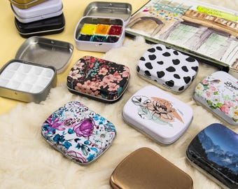 Watercolor Mini Box, Palette, 6 or 12, 6x4.2cm (2.36x1.65 inch), various colors