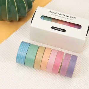Washi tape, set van 8, regenboog