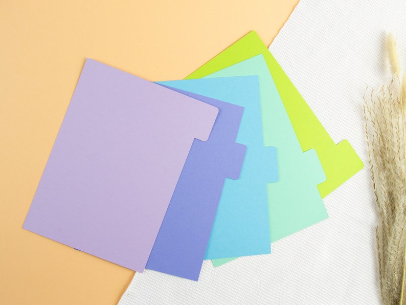 Register, A5, green, purple, 300g photo cardboard, 5 pieces, 2-holes or 6-holes image 4