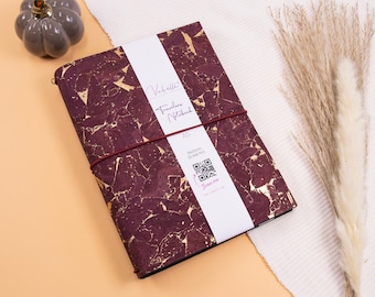 Travelers Journal, cork, wine red/gold, various sizes